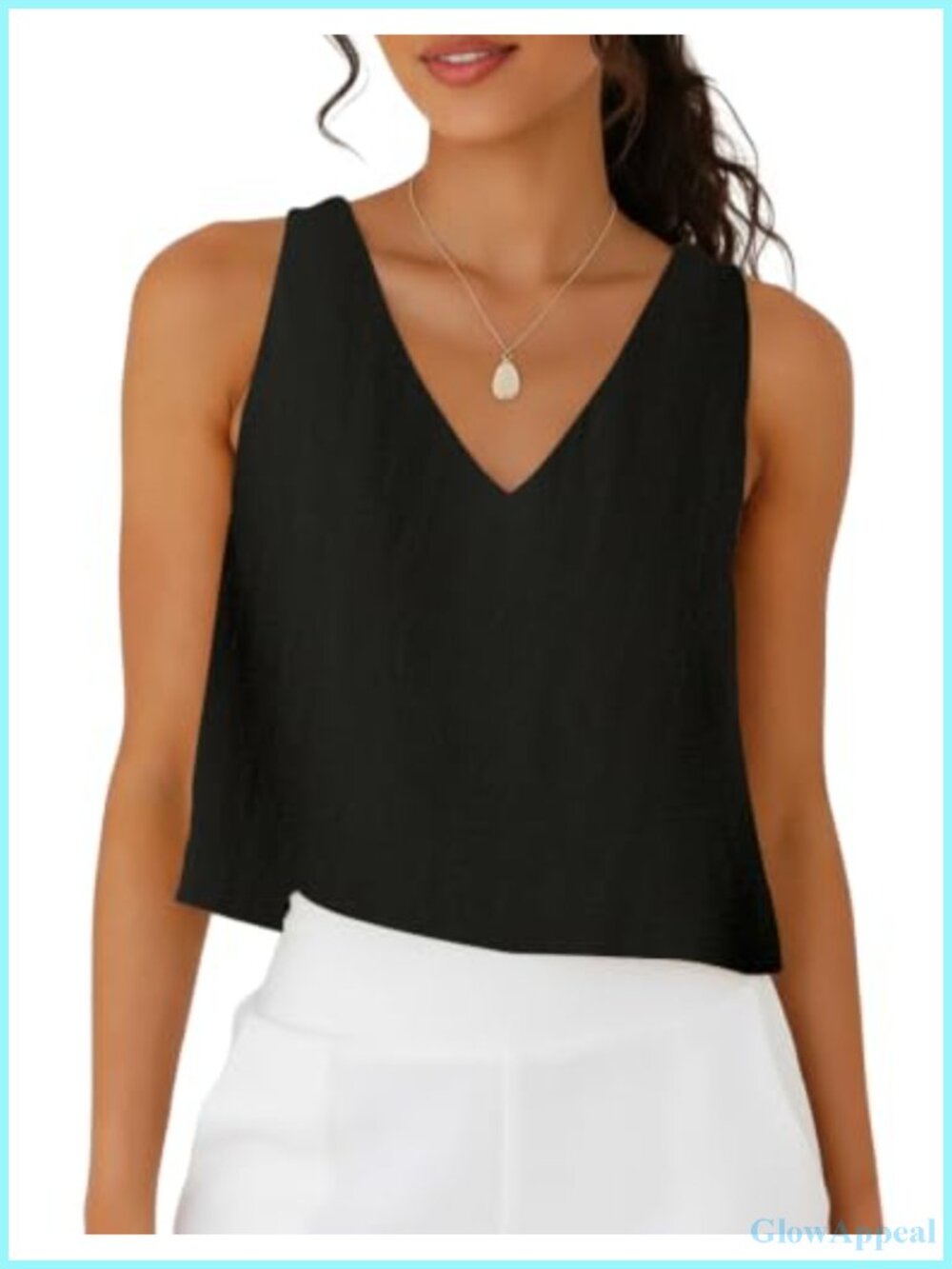 Women's Lightweight V-Neck Sleeveless Crop Tank Top Loose Summer Casual